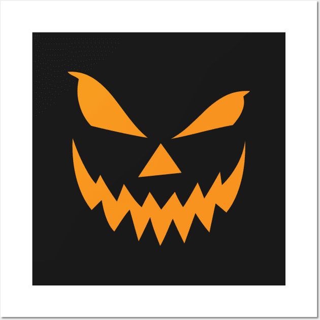 Scary Jack O' Lantern Pumpkin Face (orange version) Wall Art by Elvdant